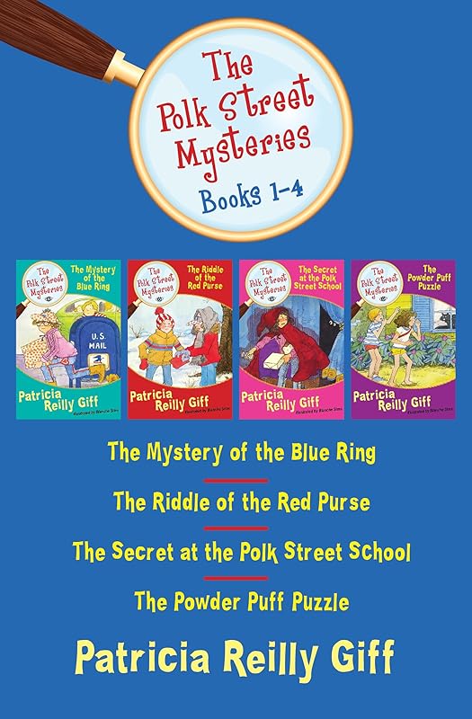 The Polk Street Mysteries Books 1–4: The Mystery of the Blue Ring, The Riddle of the Red Purse, The Secret at the Polk Street School, and The Powder Puff Puzzle by Patricia Reilly Giff