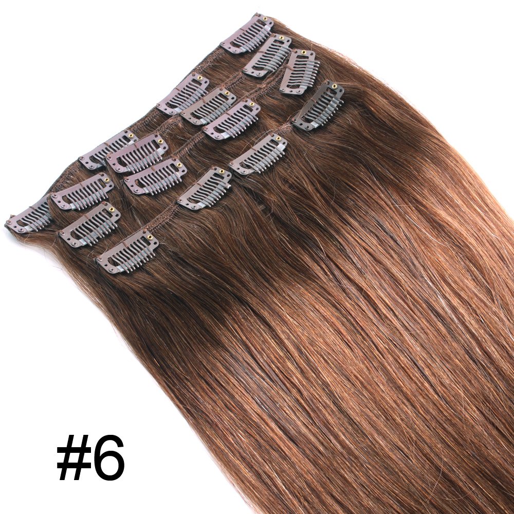 

Yewig #6 Remy 100% Real 7pcs 70g Straight Human Hair Clips In Hair Extensions