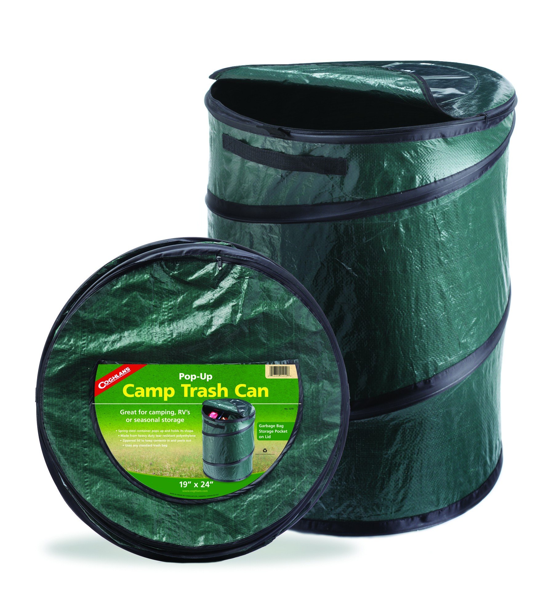 Coghlans 1219 Camping Trash Can, SpringLoaded PopUp, 19 x 24In., 1