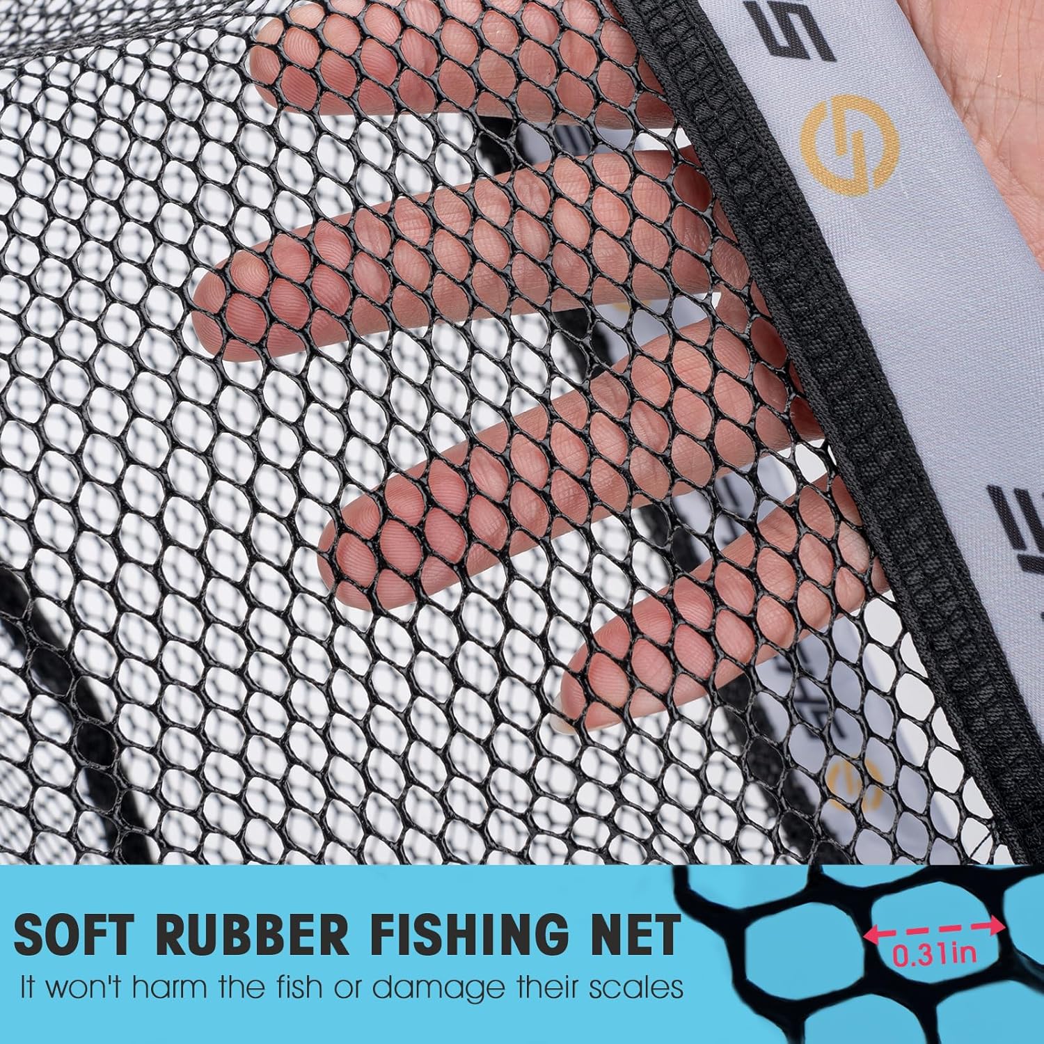 Sougayilang Fishing Net Aluminum Foldable Landing Net With Soft Rubber Mesh EVA Handle Release Net For Fly Trout Salmon Bass Kayak Fishing