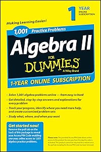 1,001 Algebra II Practice Problems For Dummies Access Code Card (1-Year Subscription)