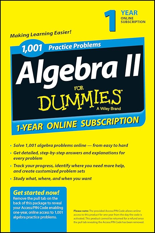 1,001 Algebra II Practice Problems For Dummies Access Code Card (1-Year Subscription) by Mary Jane Sterling