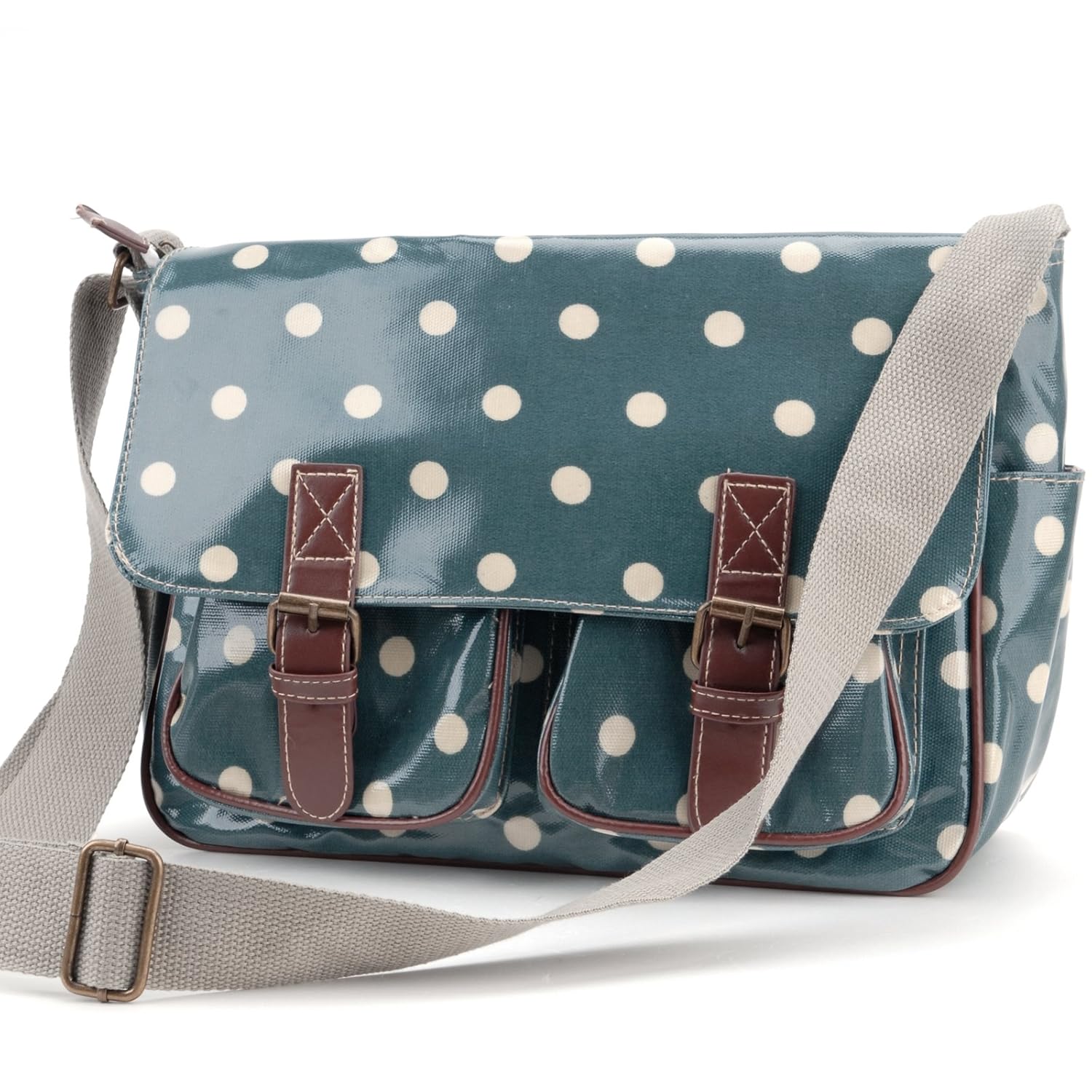 

Anladia Oilcloth Polka dots Star Messenger Cross Body Satchel Shoulder School Saddle Bag