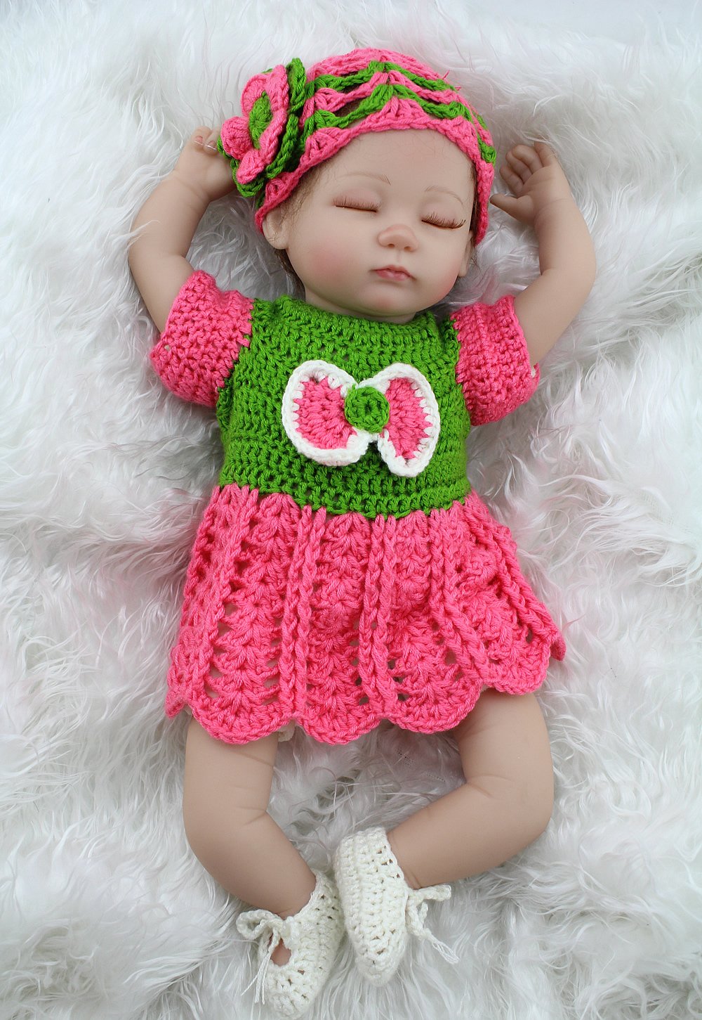 

Realistic Silicone Vinyl Reborn Baby Doll For Kids Gift Toys Lifelike Sleeping Babies 17inch