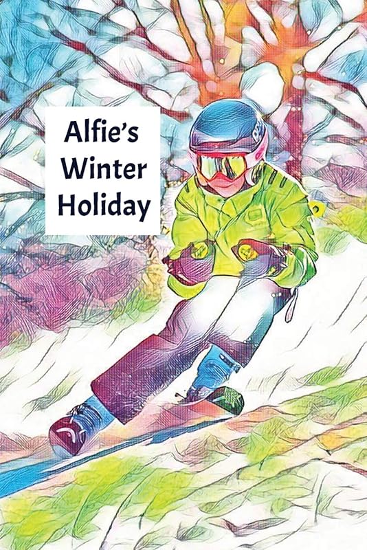 Alfie's Winter Holiday: Child’s Personalized Travel Activity Book for Colouring, Writing and Drawing by WJ Journals