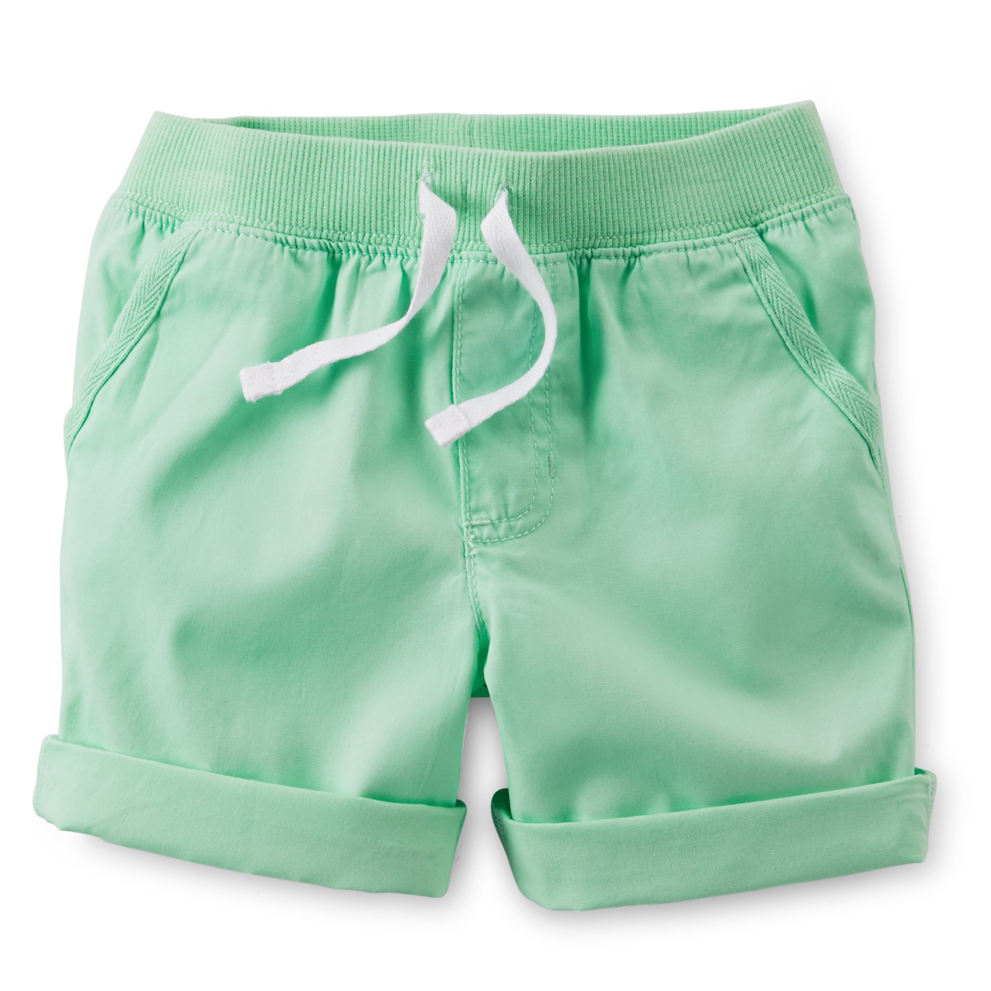 carters girls woven poplin roll tab shorts (2 toddler, green)