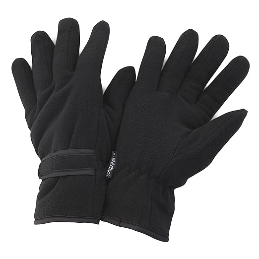 FLOSO® Mens Thinsulate Winter Thermal Fleece Gloves (3M 40g) (Medium) (Black)