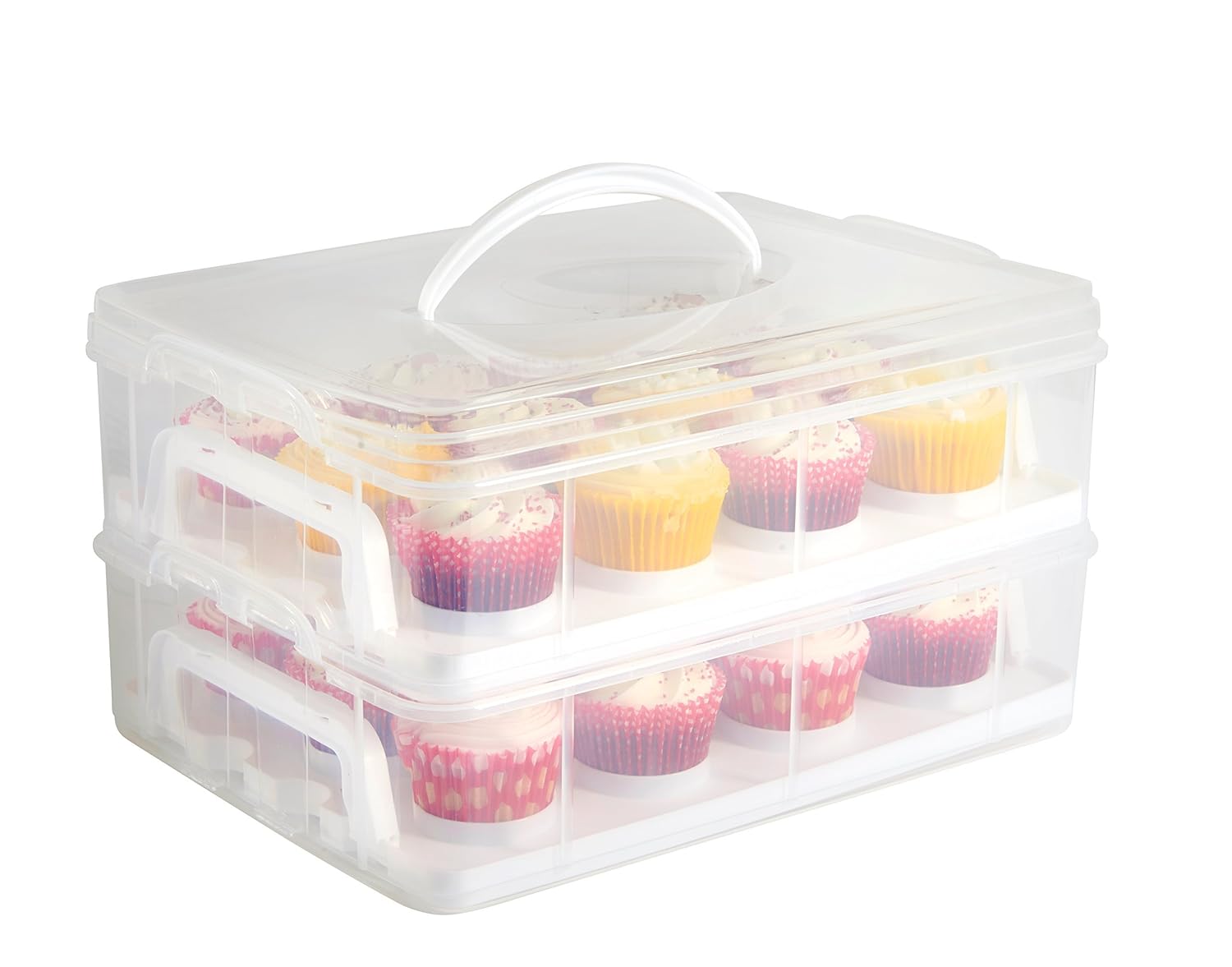 

VonShef Snap and Stack Cupcake Storage Carrier 2 Tier - Store up to 24 Cupcakes or 2 Large Cakes