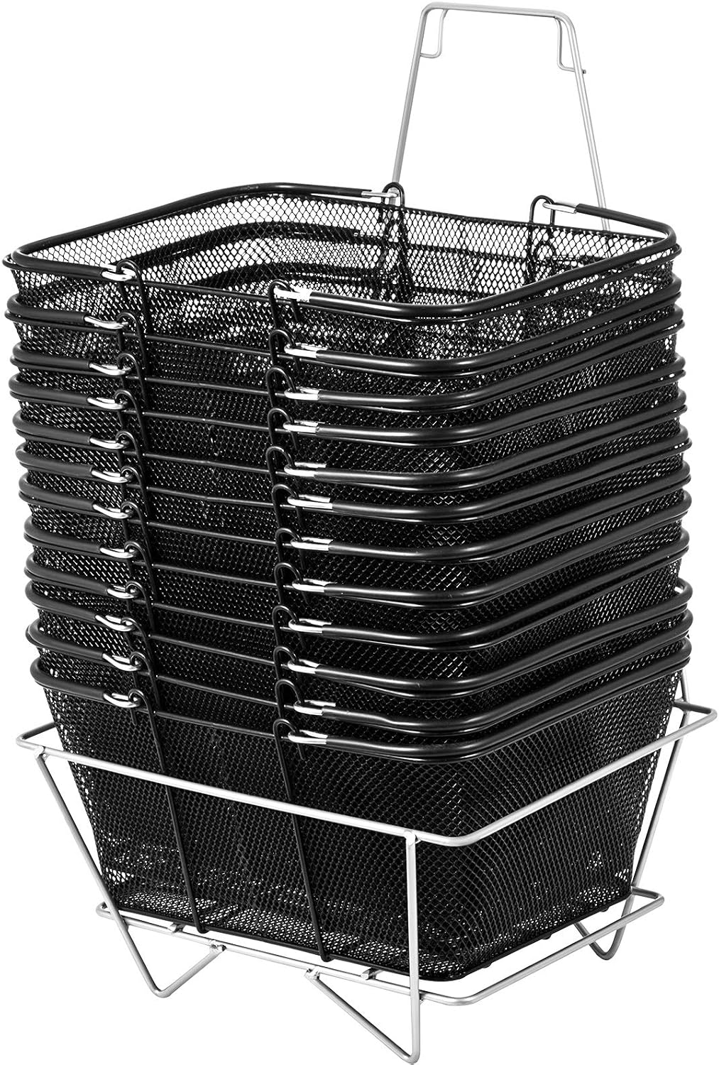 VEVOR Einkaufskorb, 12er-Set, 21 l, robuster Kunststoff-Einkaufskorb mit Metallgriff und Ständer, 42,5 x 30,5 x 21,8 cm, tragbarer Einkaufskorb_voghion.com