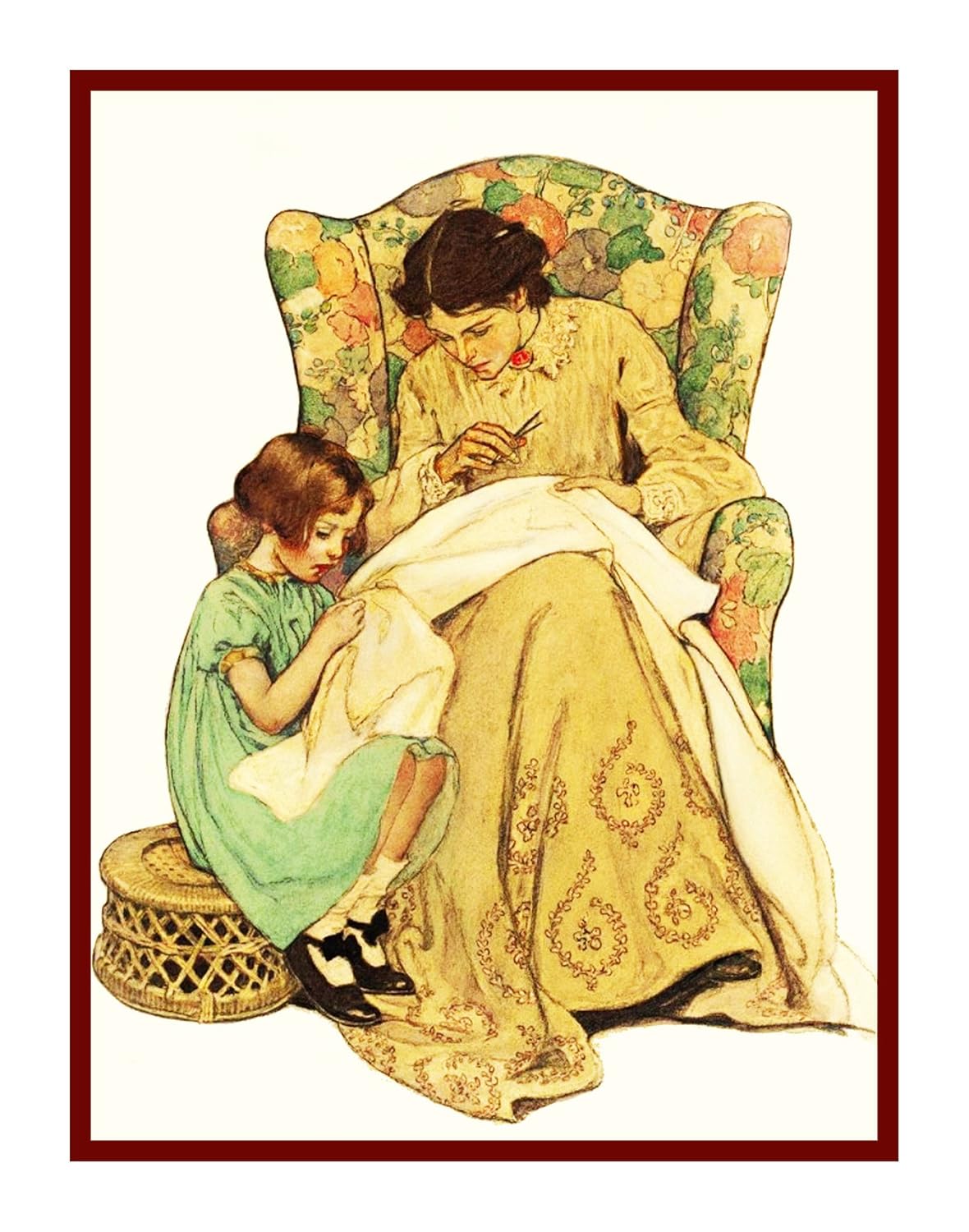 

Learning Embroidery From Mom By Jessie Willcox Smith Counted Cross Stitch Chart