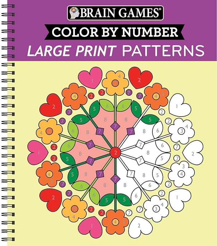 Brain Games - Color by Number - Large Print: Patterns (Stress Free Coloring Book) by Publications International Ltd.