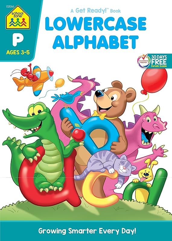 School Zone - Lowercase Alphabet Workbook - 32 Pages, Ages 3 to 5, Preschool to Kindergarten, ABC's, Letters, Tracing, Printing, Writing, Manuscript, and More (School Zone Get Ready!™ Book Series) by School Zone