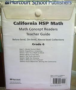 Math Concept Reader Collection Teachers Guide Grade 6: Math Concept Readers (Hsp Math 09)