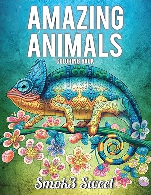 Amazing Animals Coloring Book: Adult Coloring Book Design Pattern for Anger Reducing, Mandala Animal Coloring Book