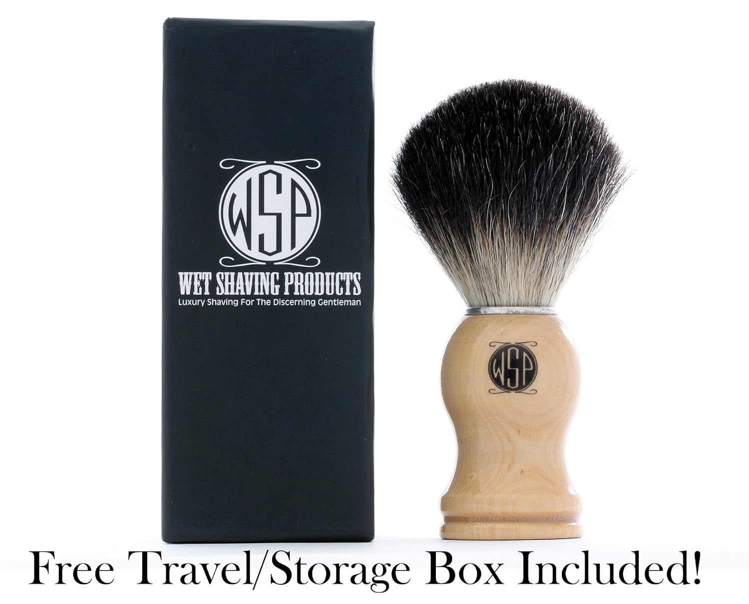 High Density Premium Black Pure Badger Shaving Brush w/ Wood Handle