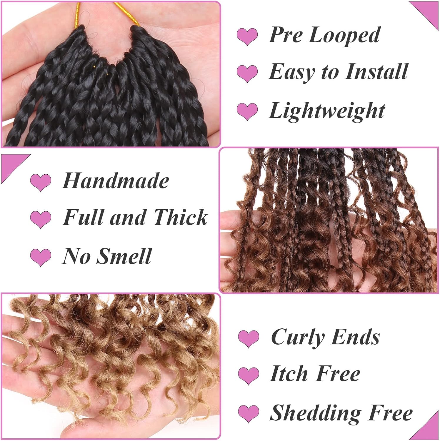 30 Inch Crochet Box Braids 8 Packs Black Goddess Box Braids Crochet Hair Bohomian Box Braids Crochet Hair Synthetic Braiding Hair Extensions_voghion.com