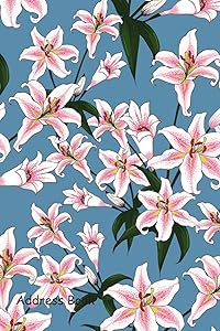 Address Book: Include Alphabetical Index With pattern pink lilly flowers on blue background cover