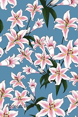 Address Book: Include Alphabetical Index With pattern pink lilly flowers on blue background cover