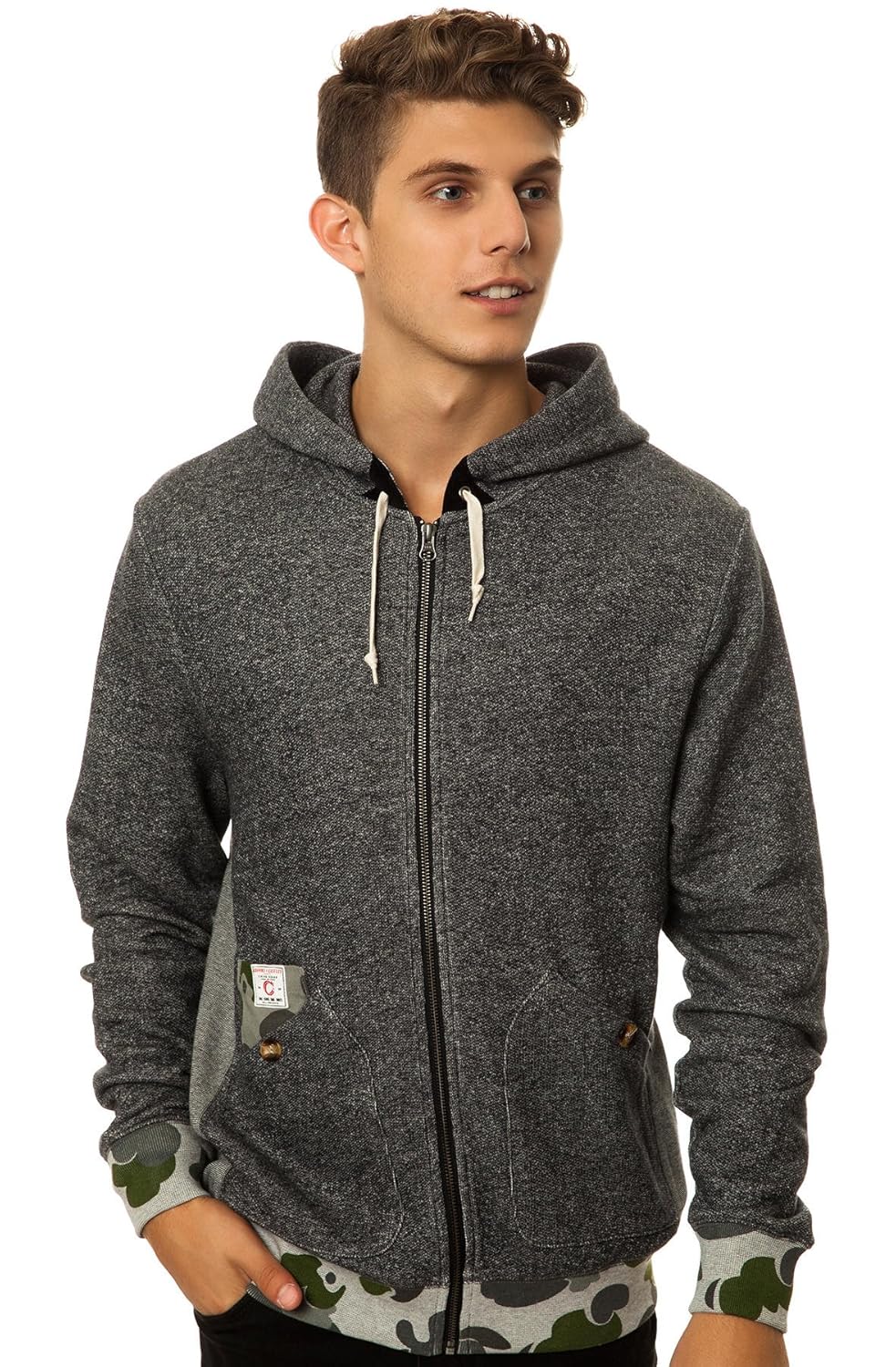 crooks and castles mens heavy steel zip up hoody extra large