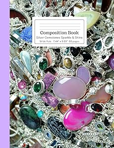 Composition Book Silver Gemstones Sparkle & Shine Wide Rule (Sparkly Composition Books)