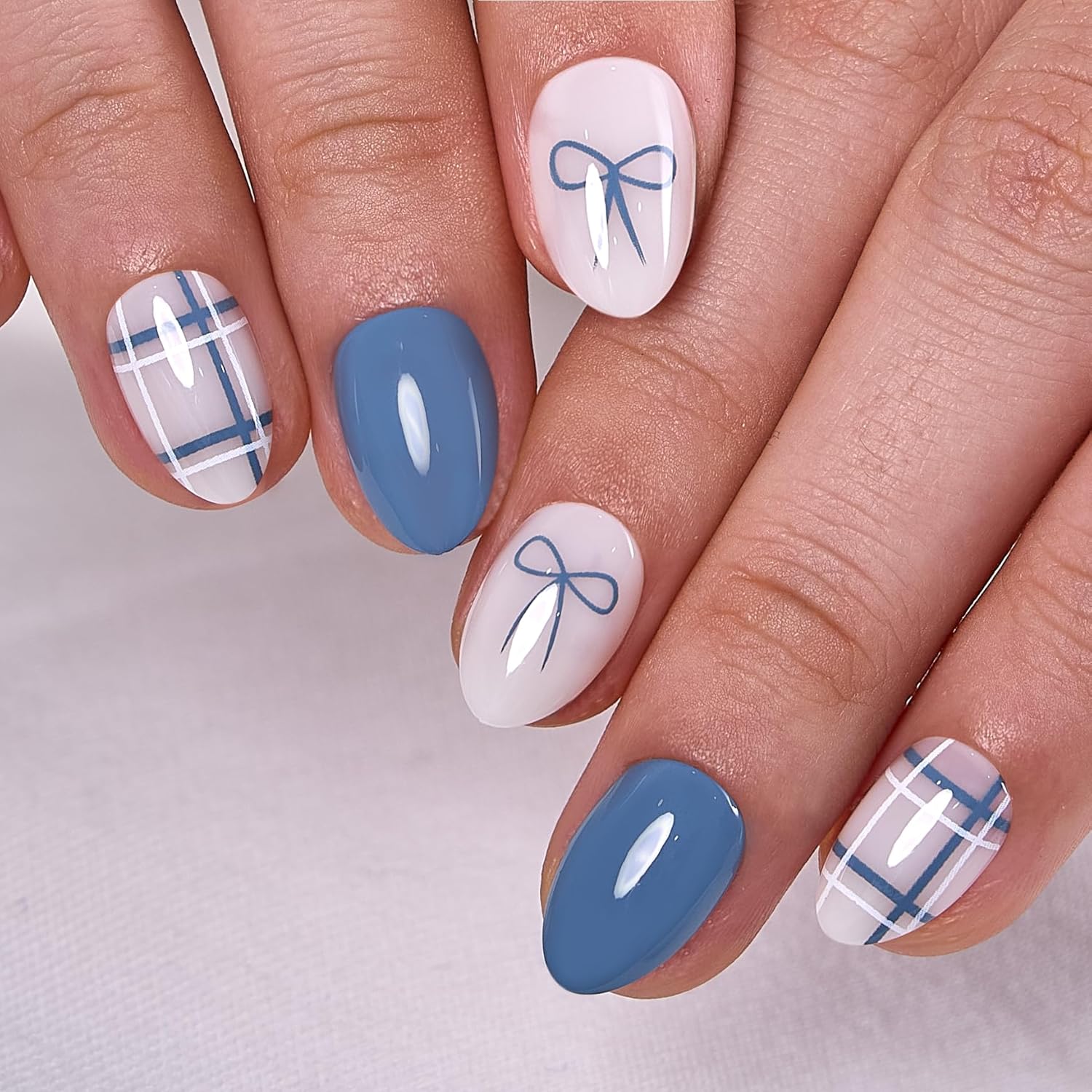 Soft Gel Almond Press On Nails Peach Nude Reusable Nail Kit_voghion.com