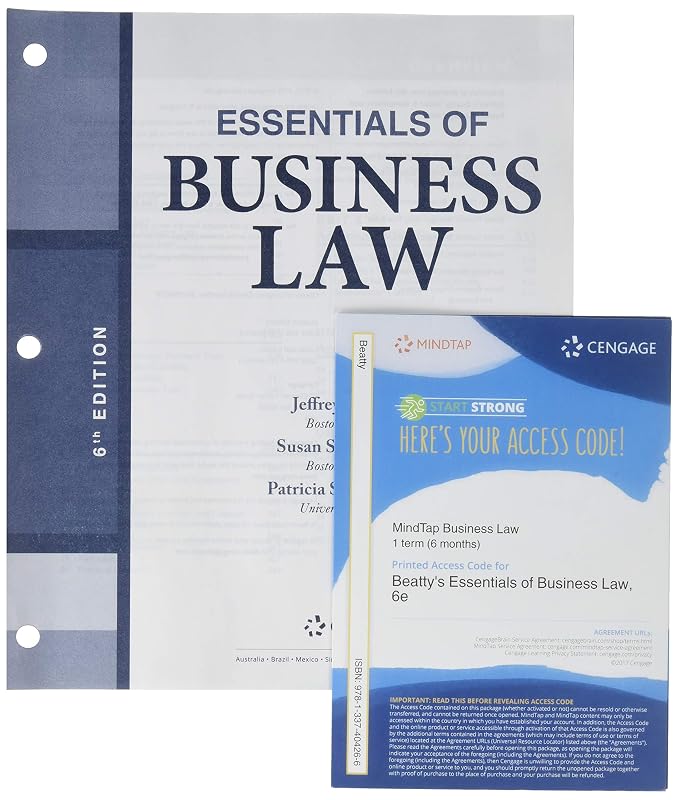 Bundle: Essentials of Business Law, Loose-leaf Version, 6th + MindTap Business Law, 1 term (6 months) Printed Access Card by Jeffrey F. Beatty