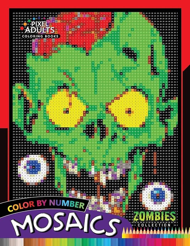 Color by Number Mosaics: Zombie Collection Pixel for Adults Stress Relieving Design Puzzle Quest by Rocket Publishing