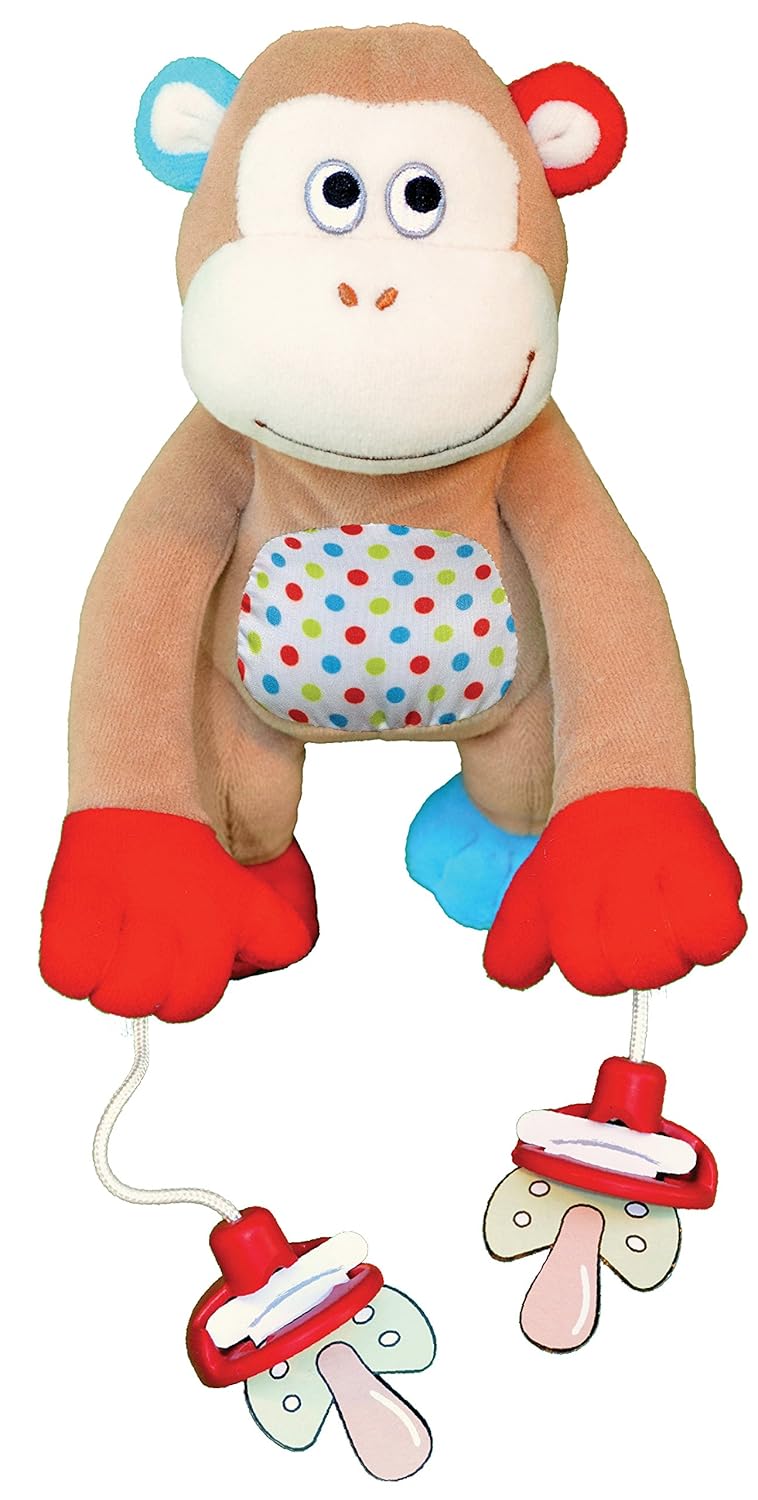 the interactive pacifier toy holder by pullypalz includes momo