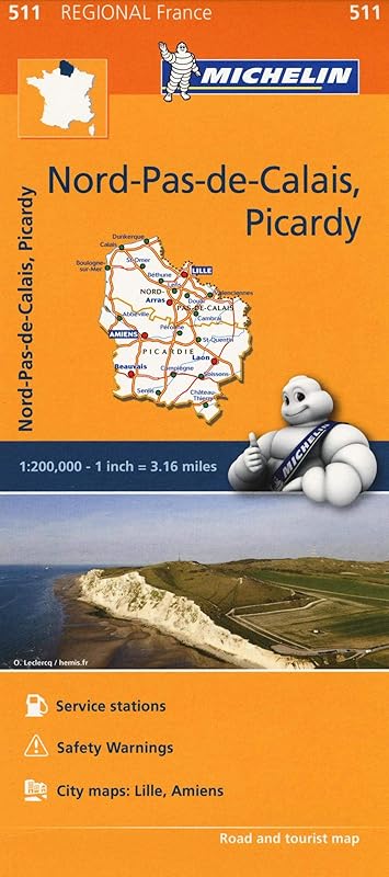 Michelin Regional Maps: France: Nord-Pas-de-Calais, Picardy Map 511 by Michelin