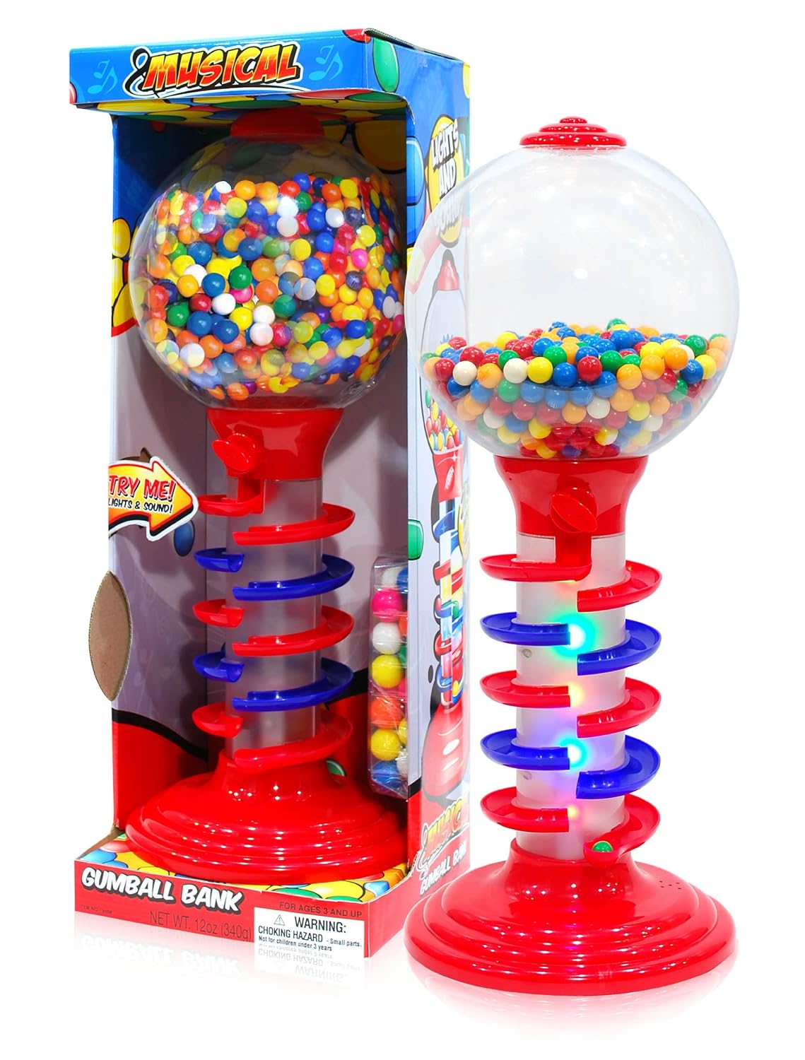 

Sweet N Fun Light and Sound Spiral Gumball Bank with 340G Gumballs, 21"