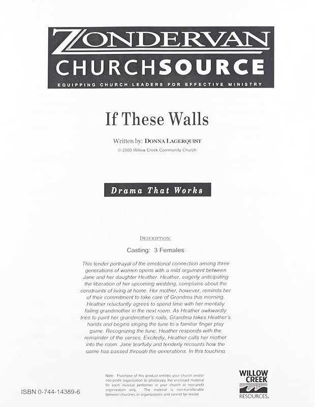Mother's Day: If These Walls Could Speak (Willow Creek Drama Scripts) by Donna Lagerquist