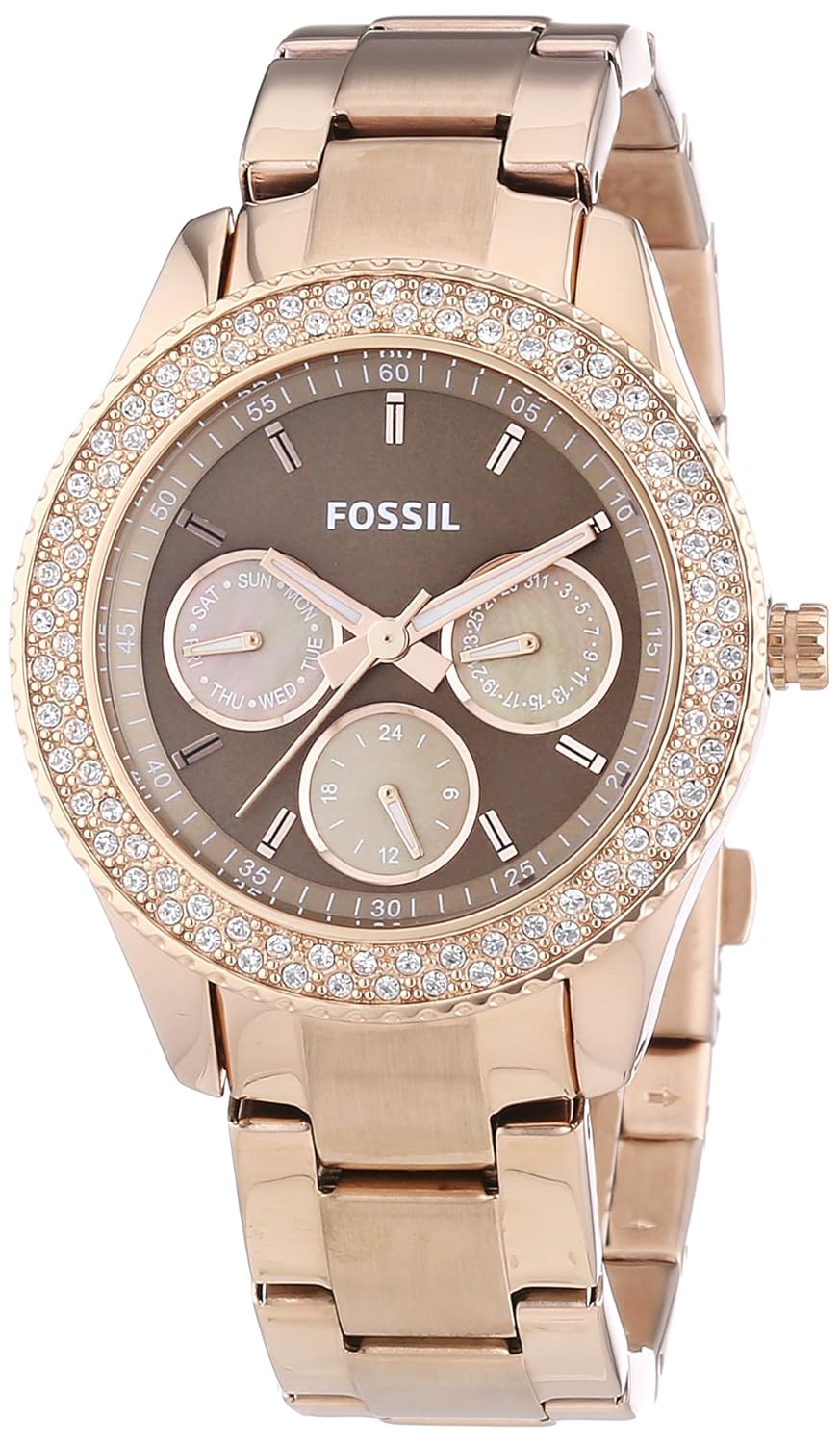 fossil womens es3502 stella rose gold-tone stainless steel
