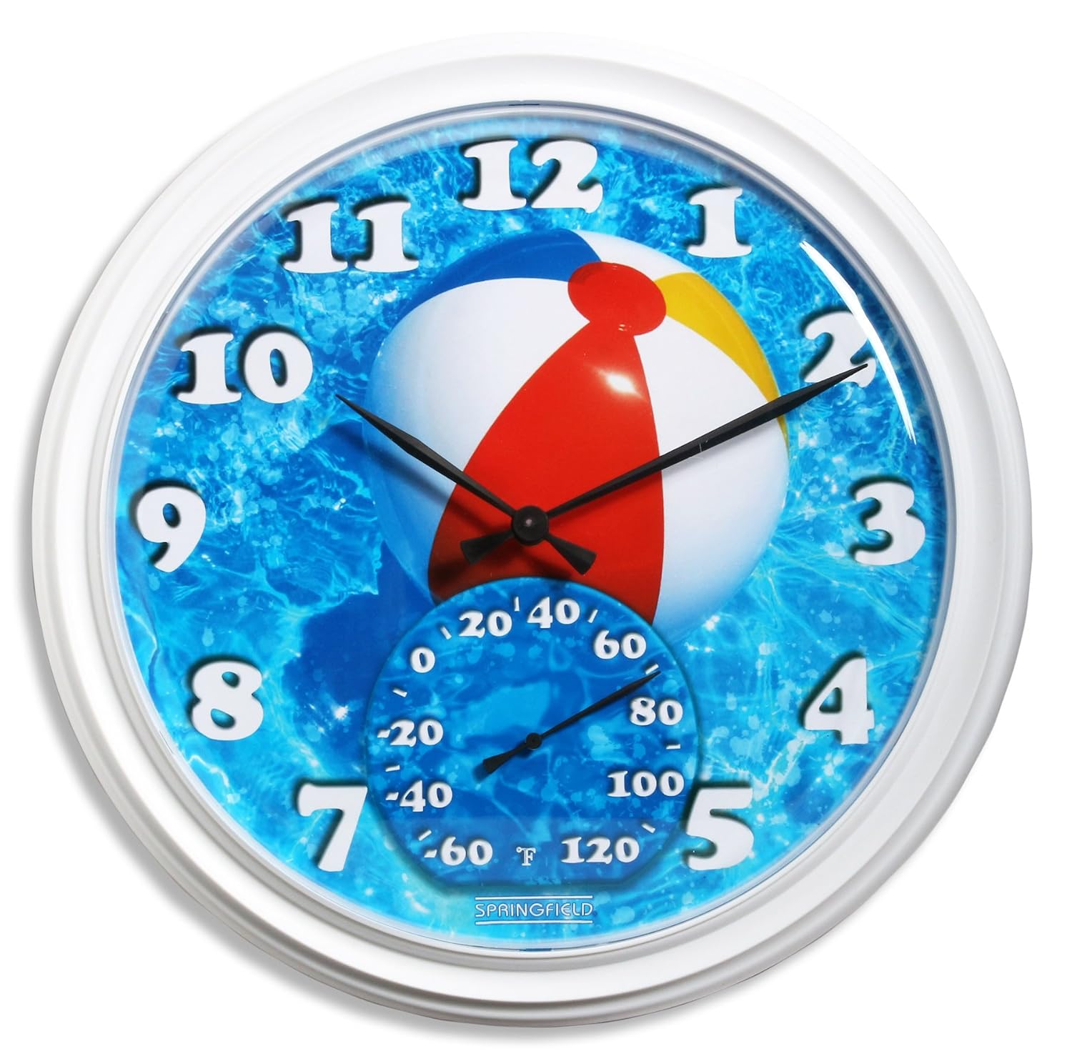 springfield 98001 beach ball clock with thermometer