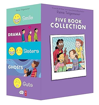 Raina Telgemeier Collection Box Set (Smile, Drama, Sisters, Ghosts, Guts)