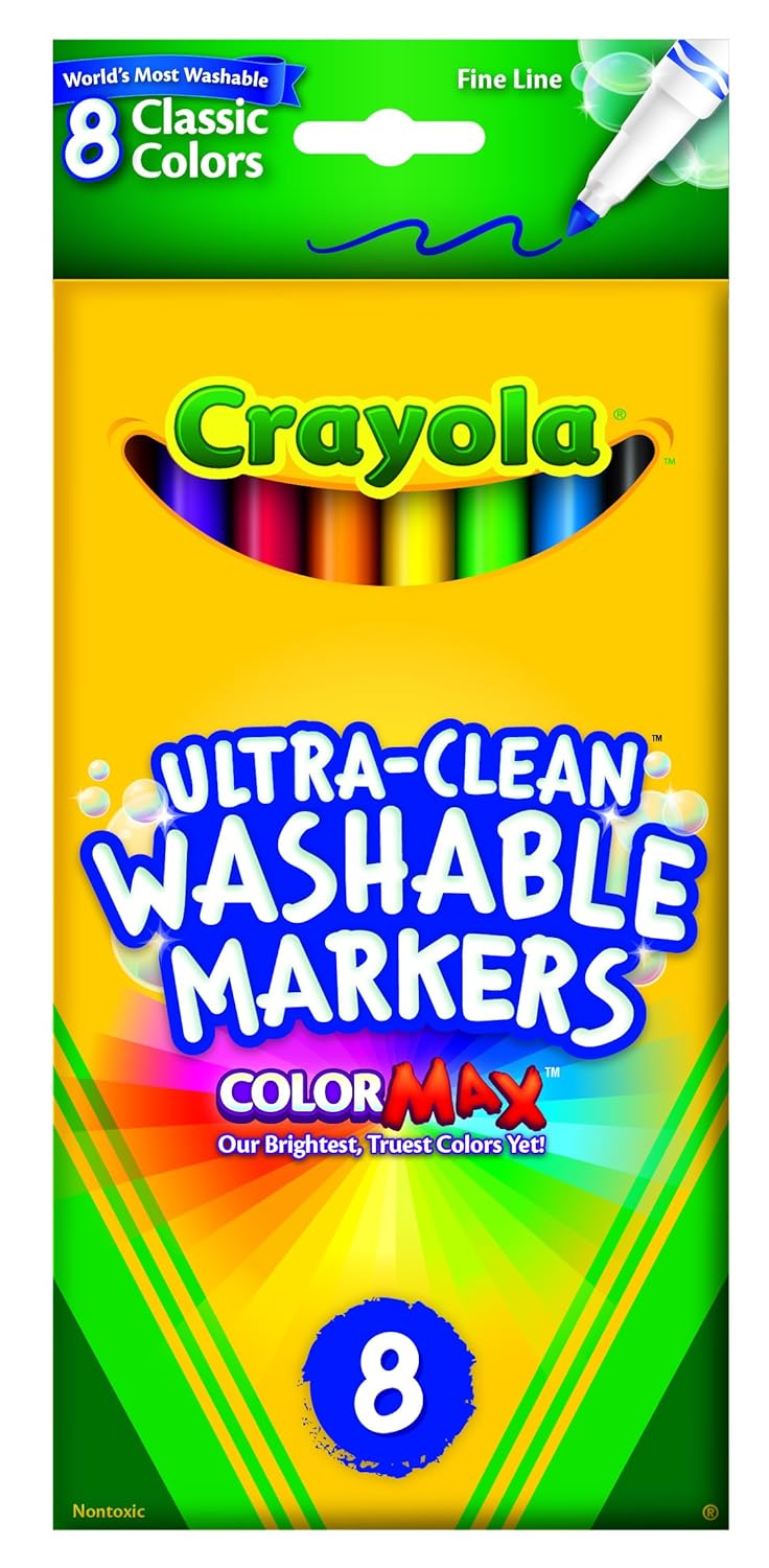 crayola fine line ultra clean washable markers, 8 count