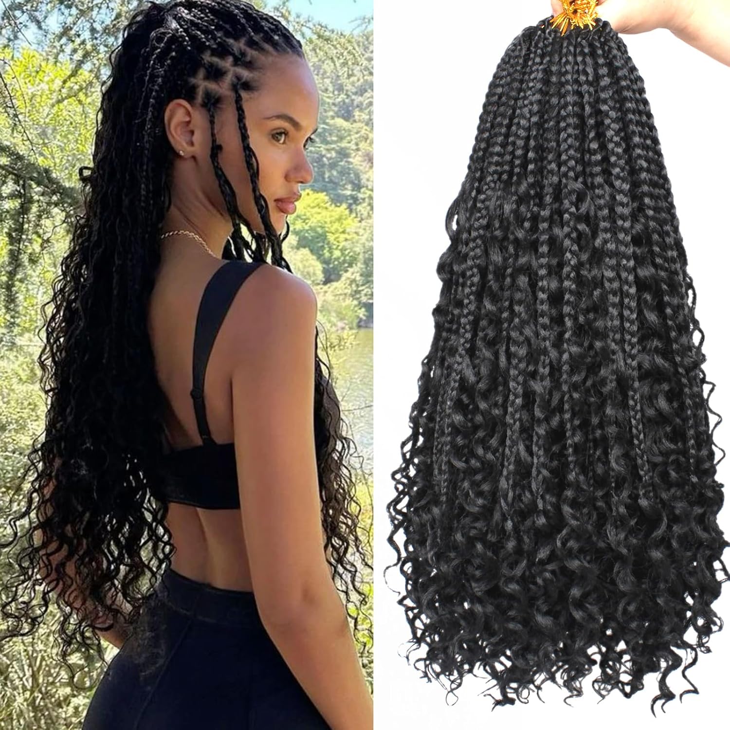 30 Inch Crochet Box Braids 8 Packs Black Goddess Box Braids Crochet Hair Bohomian Box Braids Crochet Hair Synthetic Braiding Hair Extensions_voghion.com