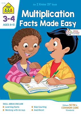School Zone - Multiplication Facts Made Easy Workbook - 32 Pages, Ages 8 to 10, 3rd Grade, 4th Grade, Multiplication Tables, Factors, Common Core, and More (School Zone I Know It!® Workbook Series)