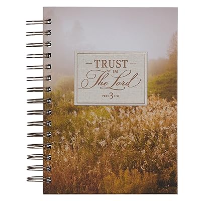 Christian Art Gifts Journal w/Scripture for Women Trust in The Lord Proverbs 3:5 Bible Verse Scenic Warm Gray 192 Ruled Pages, Large Hardcover Notebook, Wire Bound