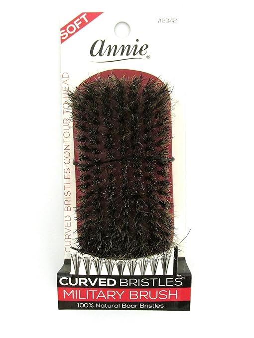 ANNIE SOFT WOODEN CURVED BRISTLES MILITARY BRUSH #2342 NATURAL BOAR&REINFORCED - Picture 8 of 10