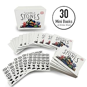 Scribble Stones: 30 Pack Mini Book Set with 6 Sticker Sheets