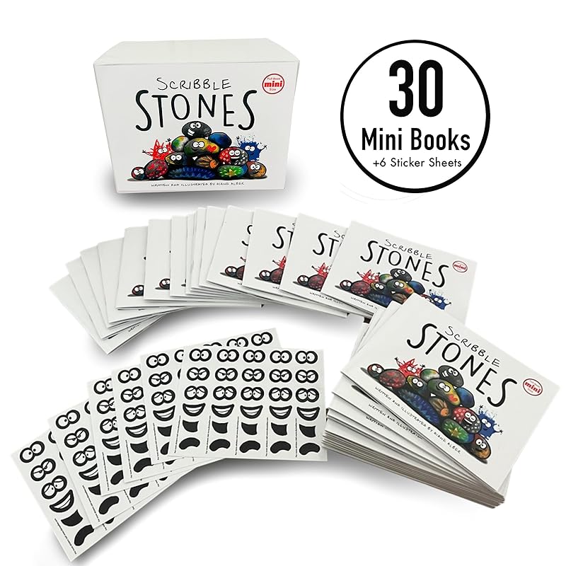 Scribble Stones: 30 Pack Mini Book Set with 6 Sticker Sheets by Diane Alber