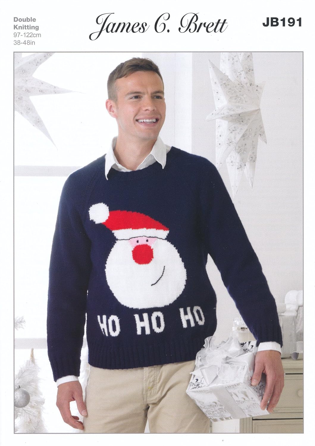 

James Brett Double Knitting DK Pattern Mens Christmas Santa Jumper Sweater Top Value DK (JB191)