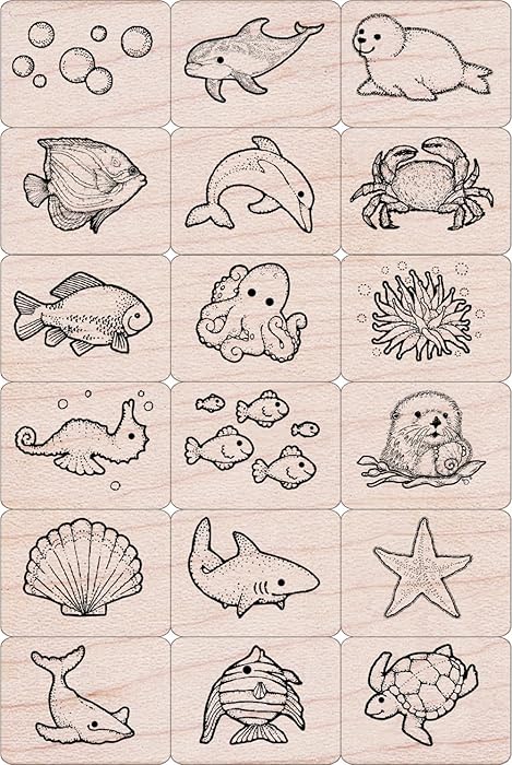 Marine Life Rubber Stamp Set