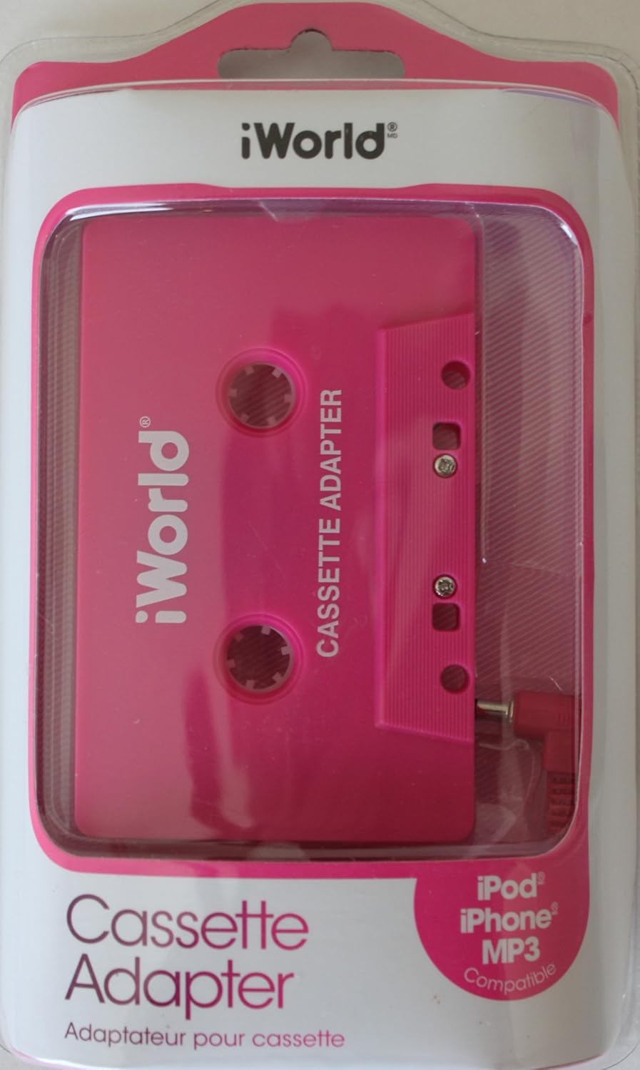 

iWorld Car Cassette Tape Adapter for Ipod, Iphone, Galaxy, Android and Mp3 - Pink