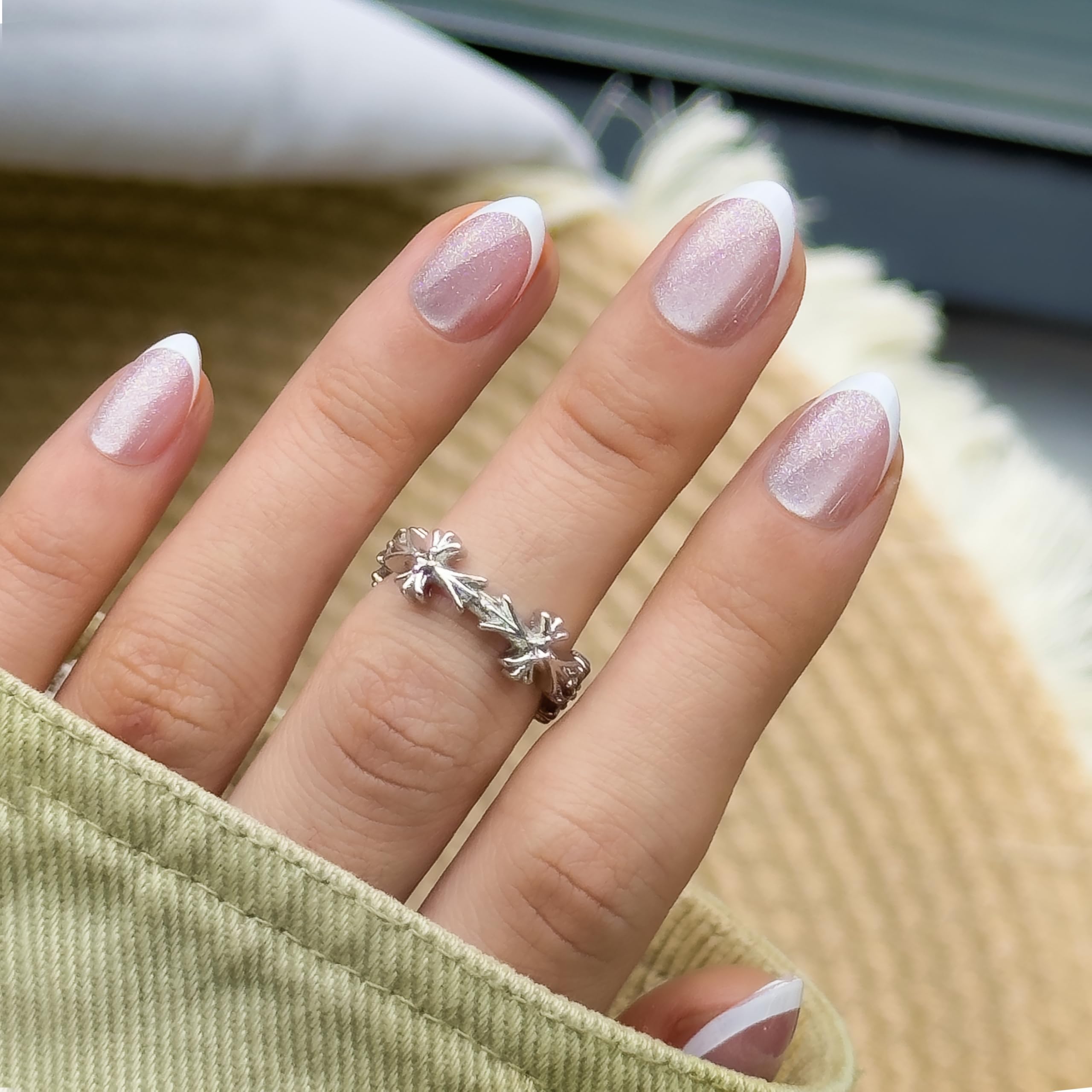 Soft Gel Almond Press On Nails Peach Nude Reusable Nail Kit_voghion.com