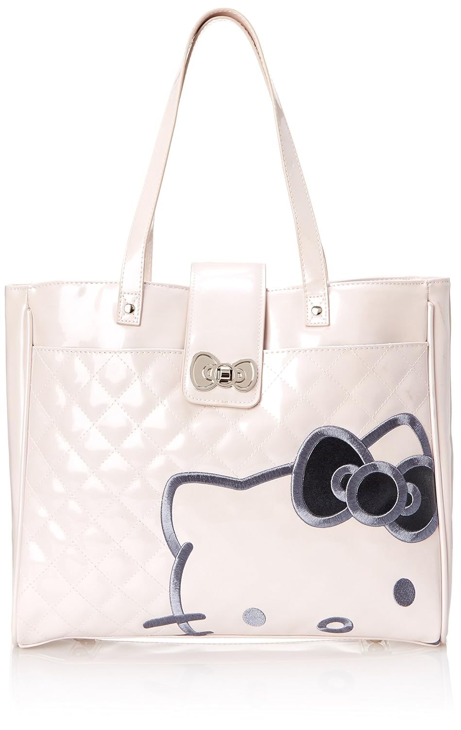 hello kitty带银色蝴蝶结face on pink间棉手提包单肩包