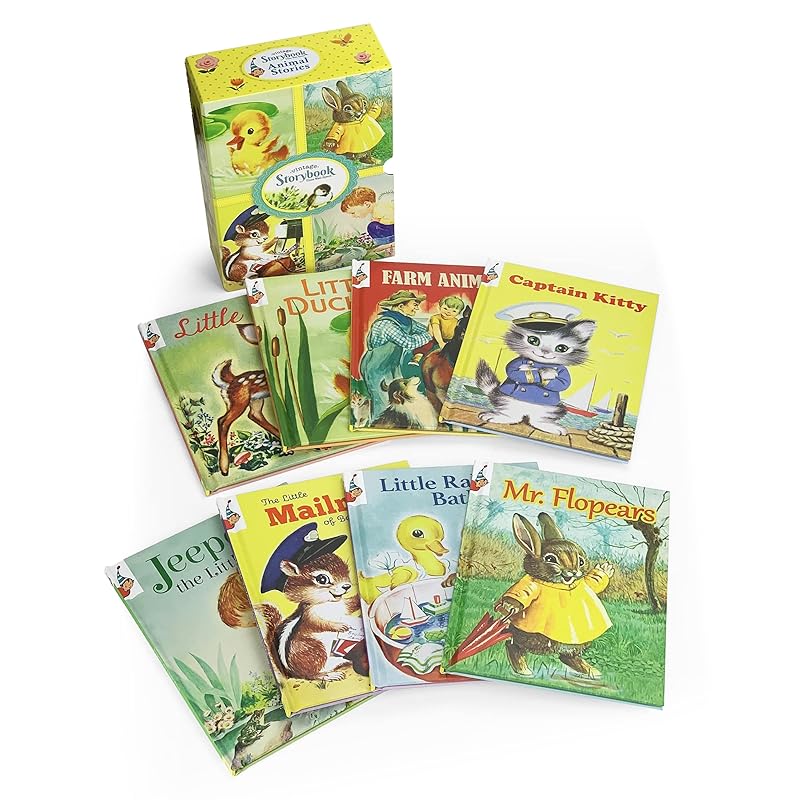 Animal Stories: Vintage Storybook Time Well Spent Boxed Slipcase Storage with 8 Classic Stories by Marjorie Cooper