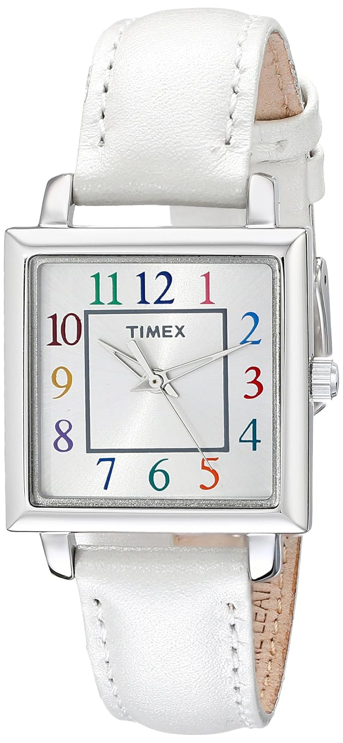 

Timex Women's T2P377 Elevated Classics Rectangle Multicolor Dial Leather Strap Watch