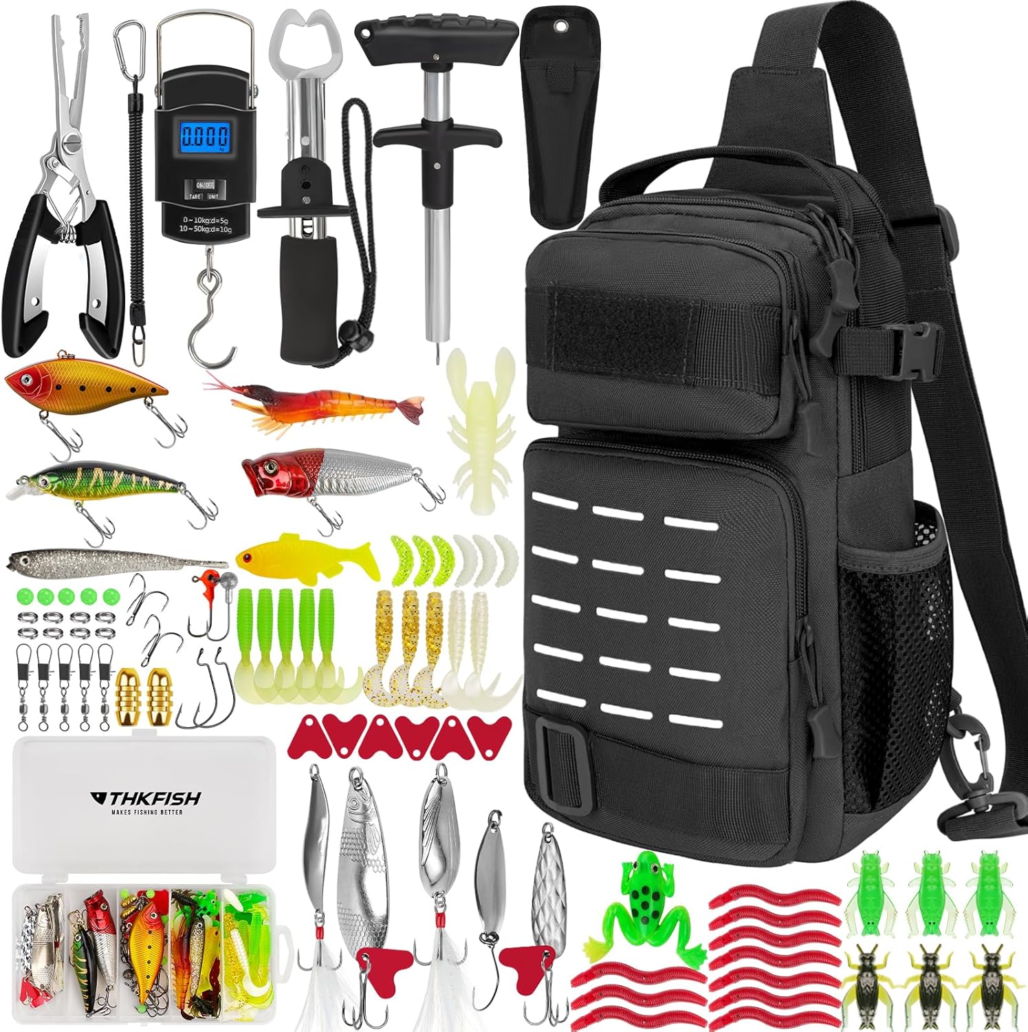 85Pcs Fishing Backpack with Fishing Tool Kit, Waterproof Bag Fishing Tackle  Kit | eBay