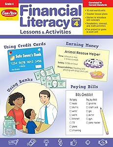 Evan-Moor Financial Literacy Lessons and Activities, Grade 4, Homeschool and Classroom Resource Workbook, Learn about Money, Earning, Paying, Buying, ... (Financial Literacy Lessons & Activities)